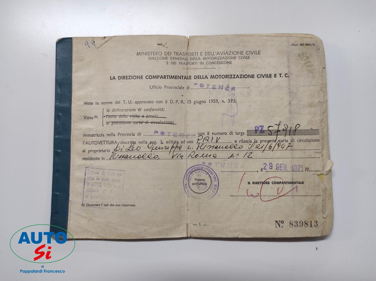 Fiat 500L ANNO 1971 - ISCRITTA ASI - CARTA ORO