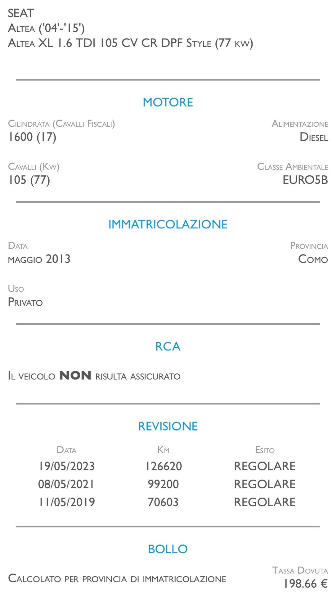 Seat Altea XL 1.6 TDI 105 CV CR DPF Style - UNICO PROPRIETARIO