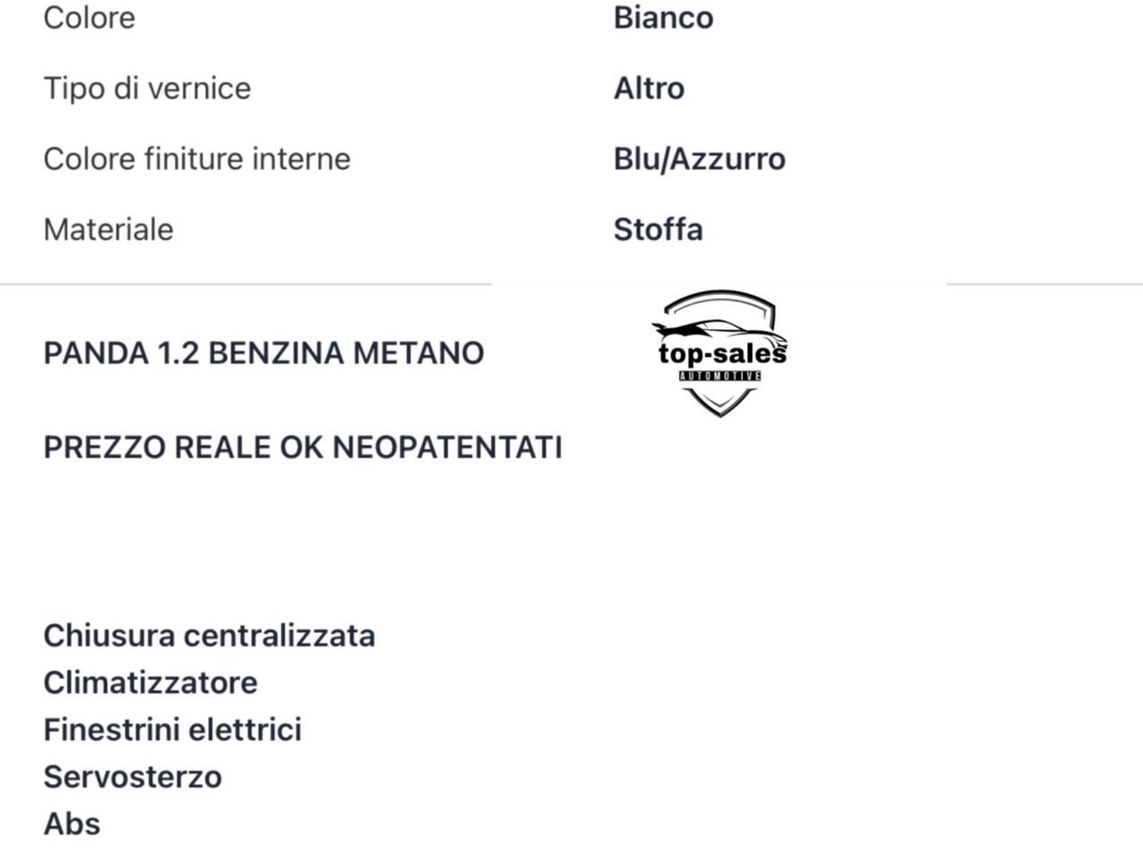 Fiat Panda 1.2 Dynamic Natural Power Mamy Si Neopatentati