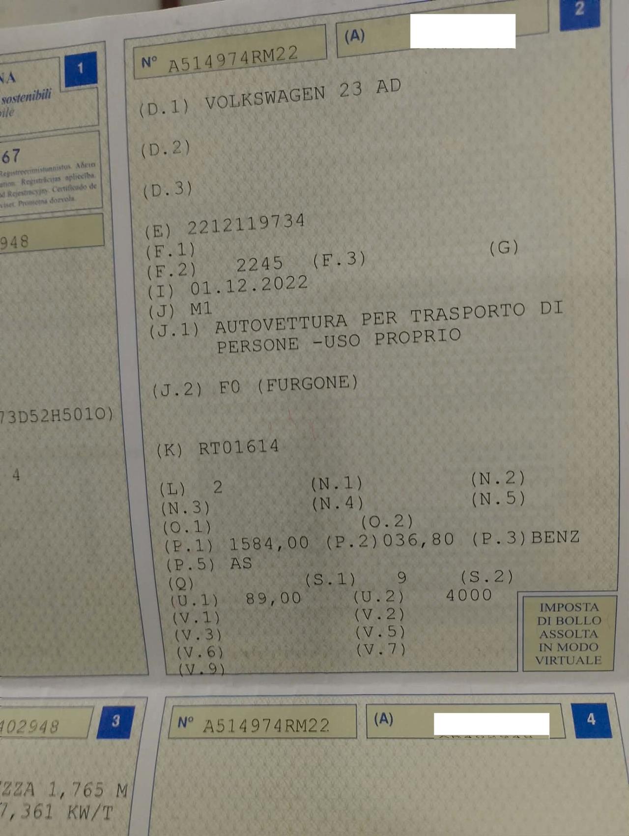 Volkswagen T2 Pulmino 9 posti