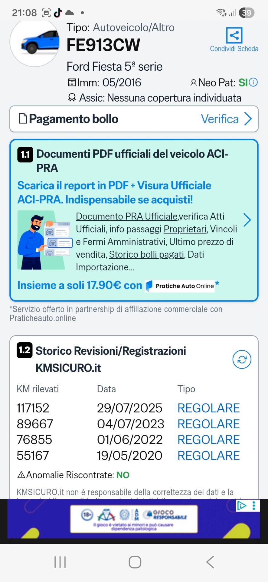 Ford Fiesta Plus 1.5 TD perfetta garantita 12 m