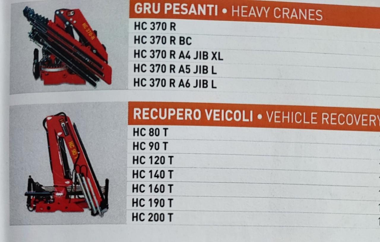 VENDITA E INSTALLAZIONE GRU' HC INDUSTRIE VARI MODELLI