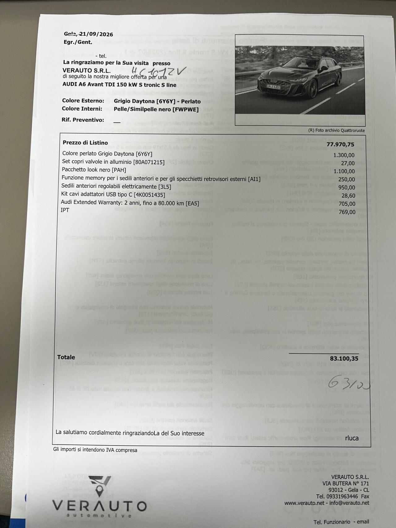 Audi A6 Avant 2.0 204cv TDI mhev S line S tronic - ANTICIPO €17.500 NOLEGGIO NO SCORING