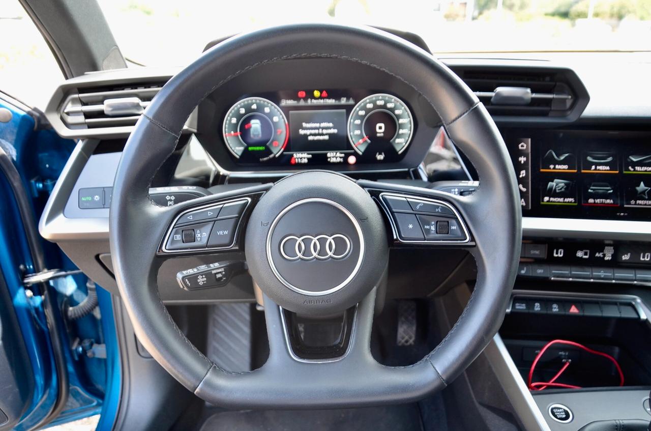 AUDI A3 SPORTBACK 35 1.5 TFSI BUSINESS ADVANCED 150cv MANUALE, ECCELLENTI CONDIZIONI, UNICOPROPRIETARIO, UFF ITALIANA, SERVICE AUDI, BLU ATOLLO, FARI LED, RETROCAMERA, PERMUTE