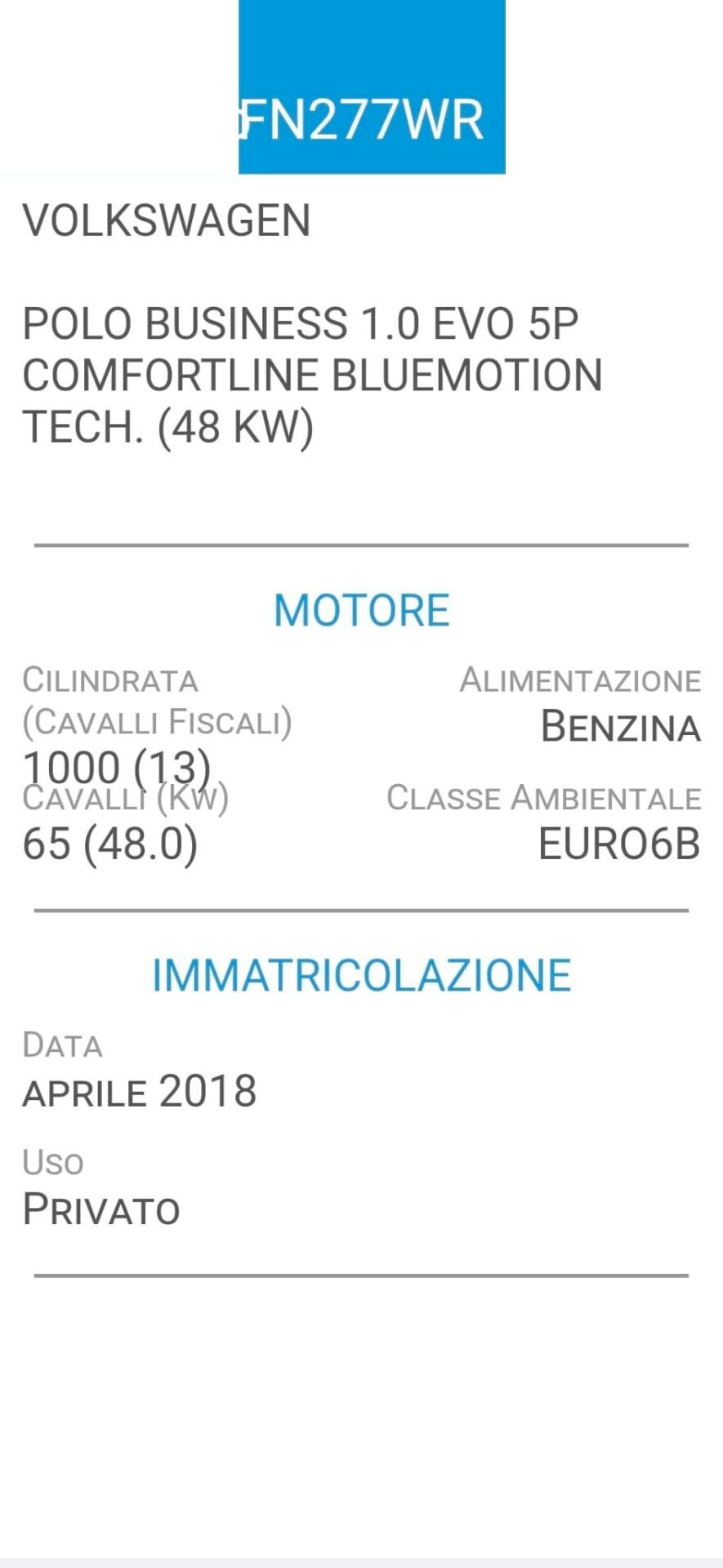 VOLKSWAGEN POLO-1,0-EURO 6B-UNICA PROPR-2 REVISIONI