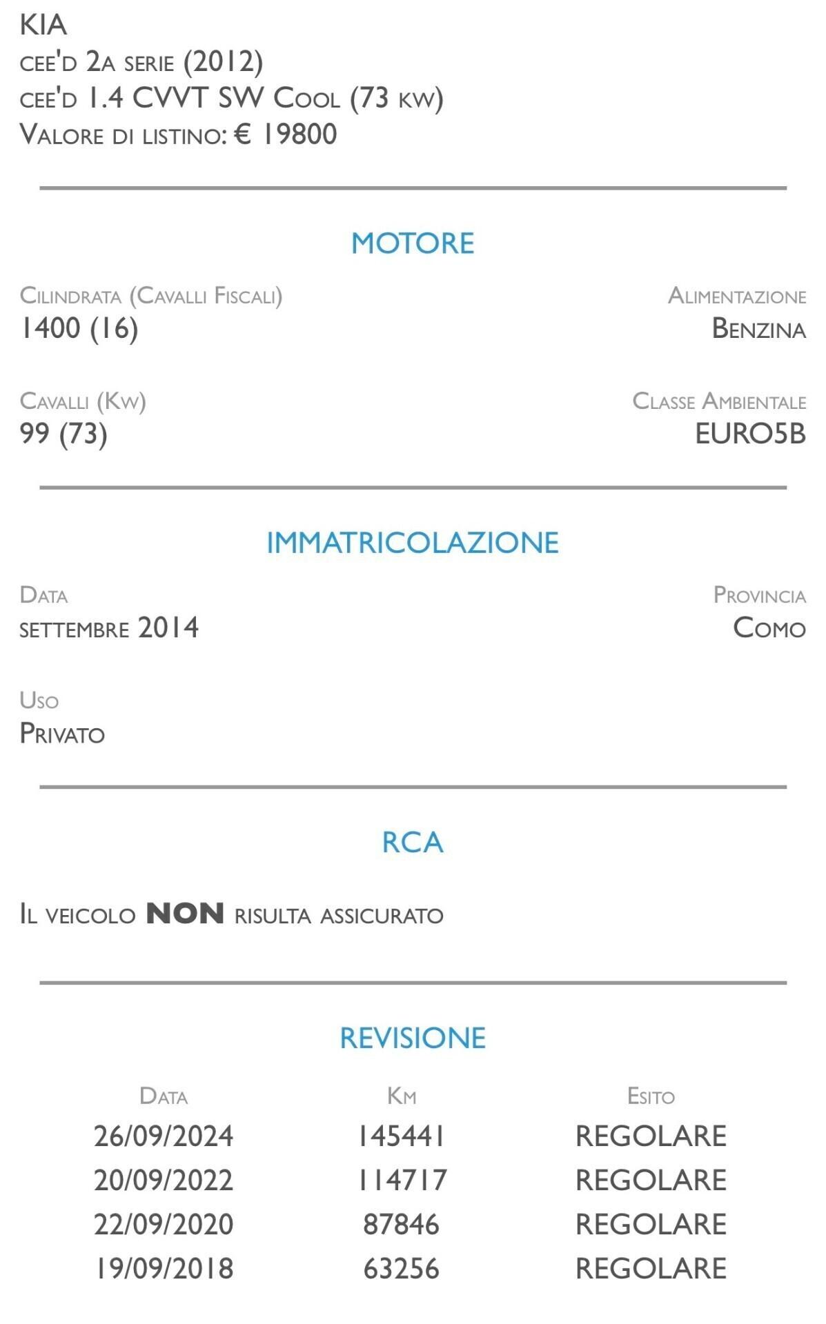 Kia Ceed cee'd 1.4 CVVT SW Cool - UNICO PROPRIETARIO