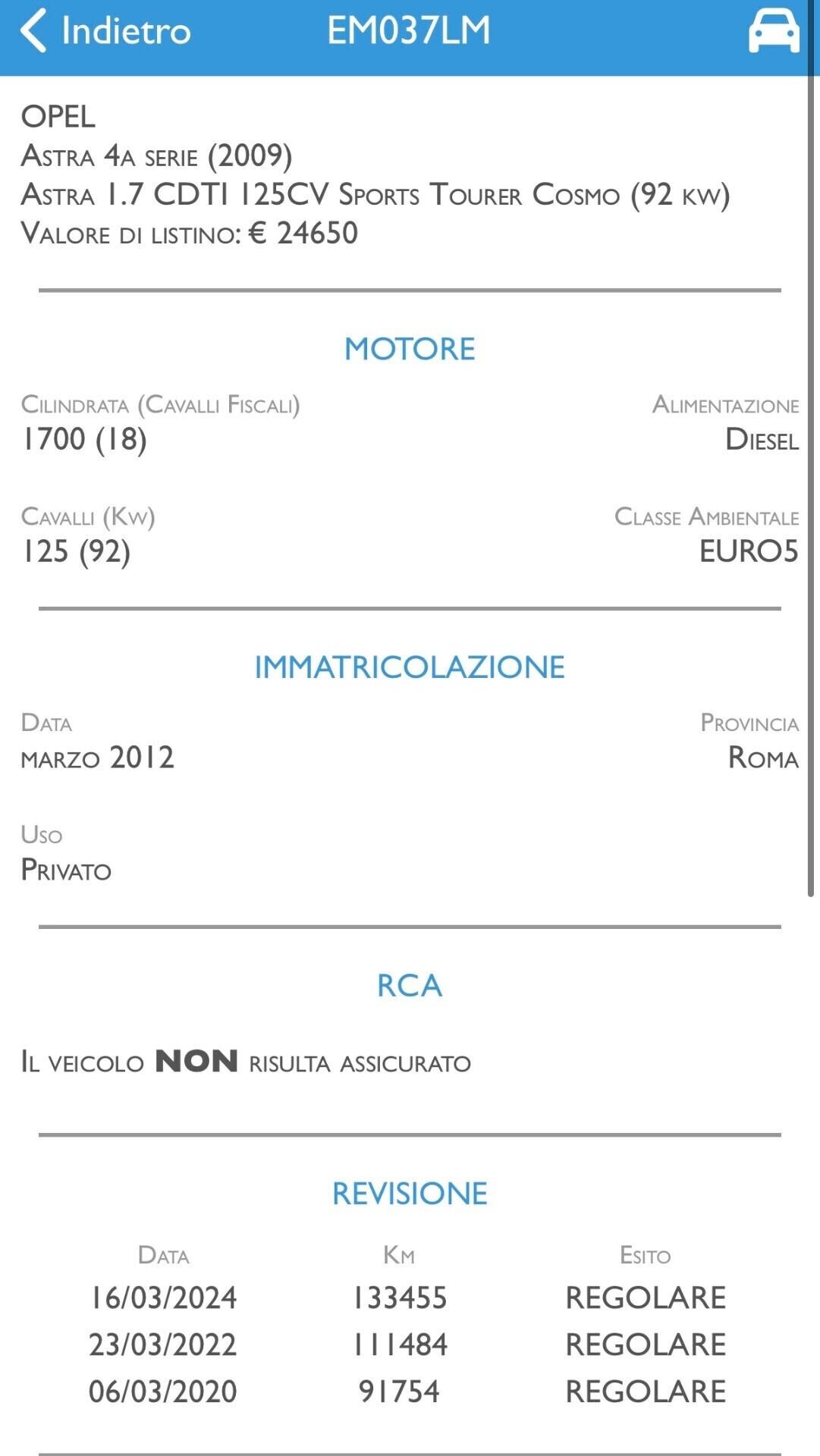 Opel Astra 1.7 CDTI 125CV CERTIFICATA COSMO