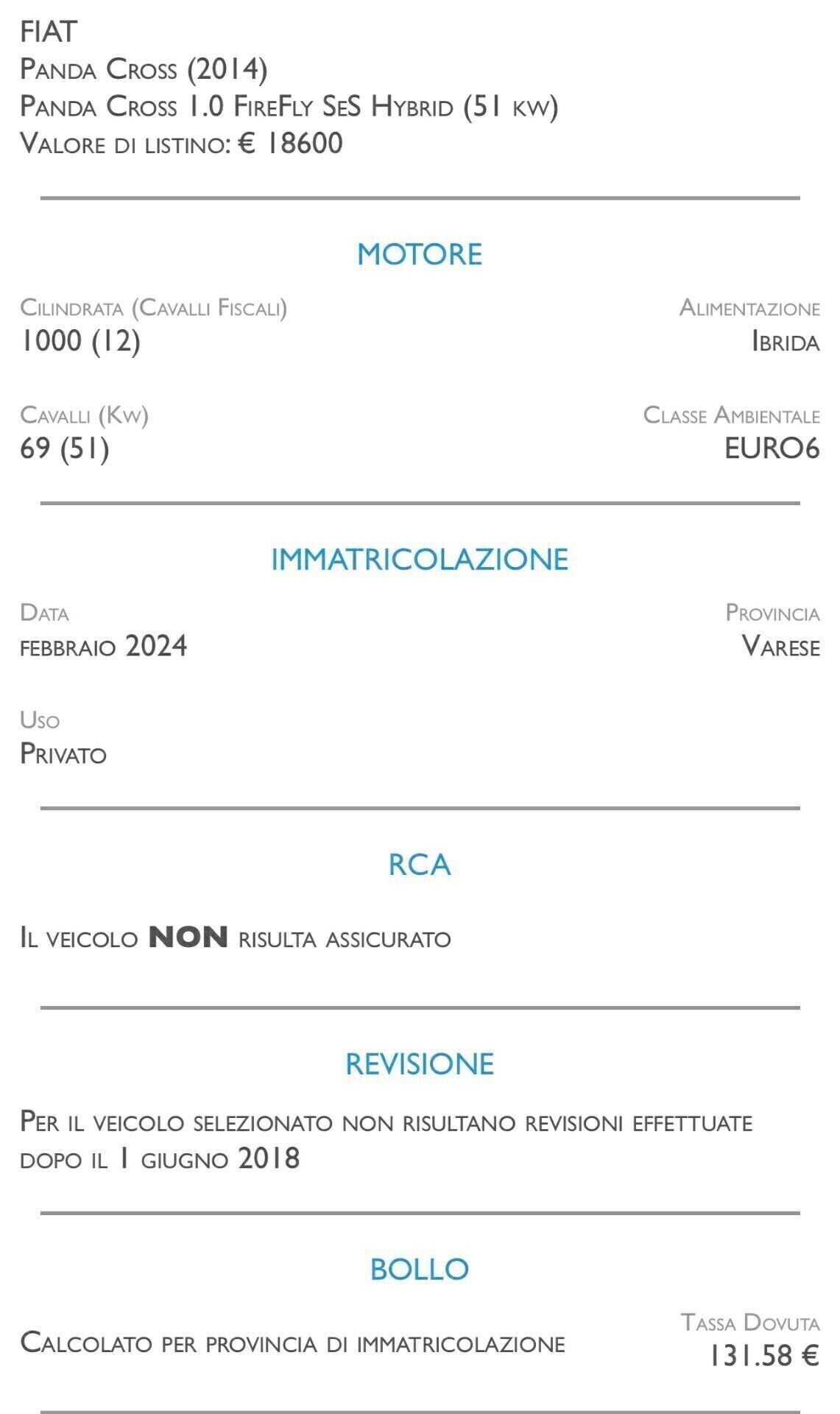 Fiat Panda Cross 1.0 FireFly S&S Hybrid - UNICO PROPRIETARIO