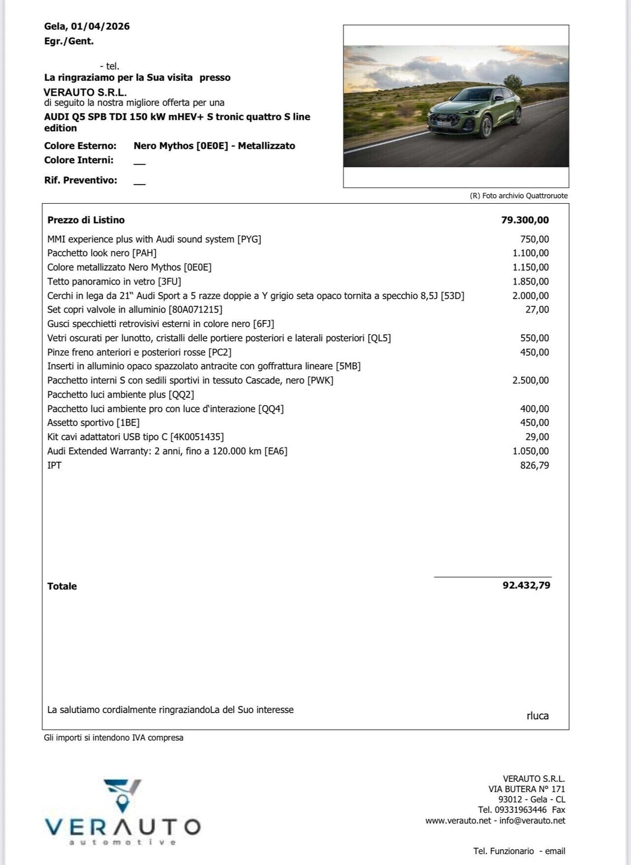 AUDI Q5 Sportback 2.0 TDI mhev S line quattro 204cv s-tronic - possibilità noleggio no scoring