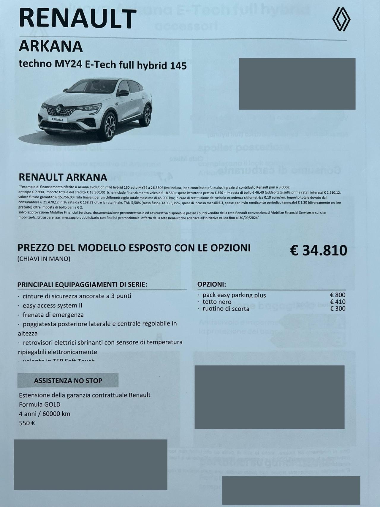Renault Arkana 1.6 Techno possibilità noleggio no scoring