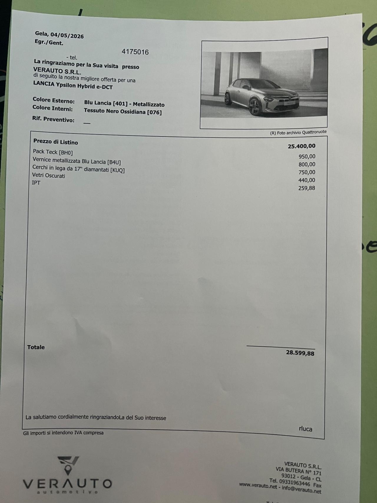 Lancia Ypsilon 1.2 mhev 110cv e-dct - possibilità noleggio no scoring