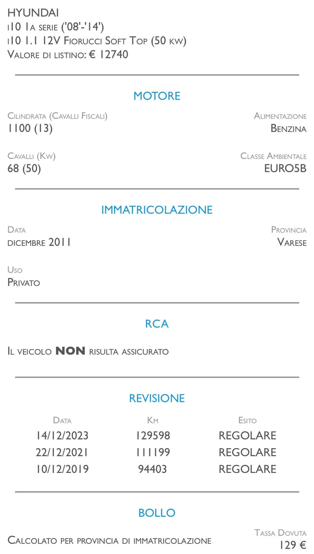 Hyundai i10 1.1 12V Fiorucci Soft Top - NEOPATENTATI