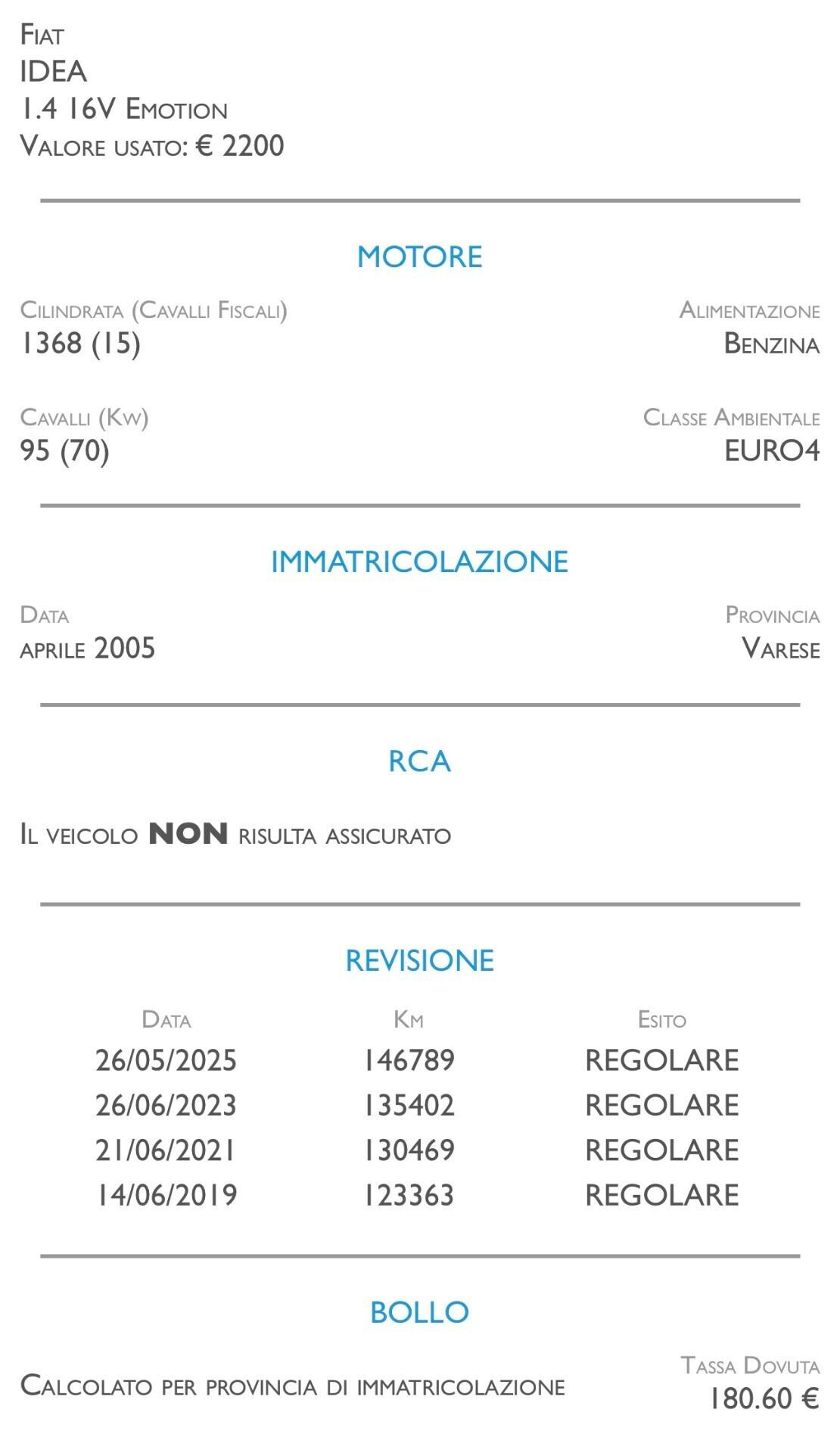 Fiat Idea 1.4 16V Emotion - IDEALE PER NEOPATENTATI