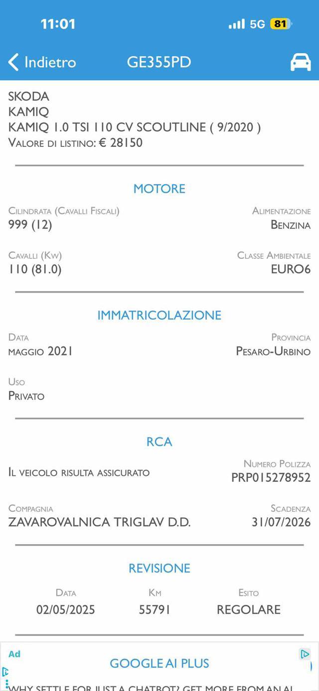 SKODA Kamiq 1.0 TSI 110 CV Ambition