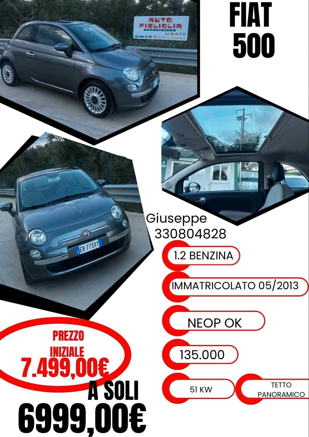 Fiat 500 1.2 BENZINA **TETTO PANOR** 135.000KM