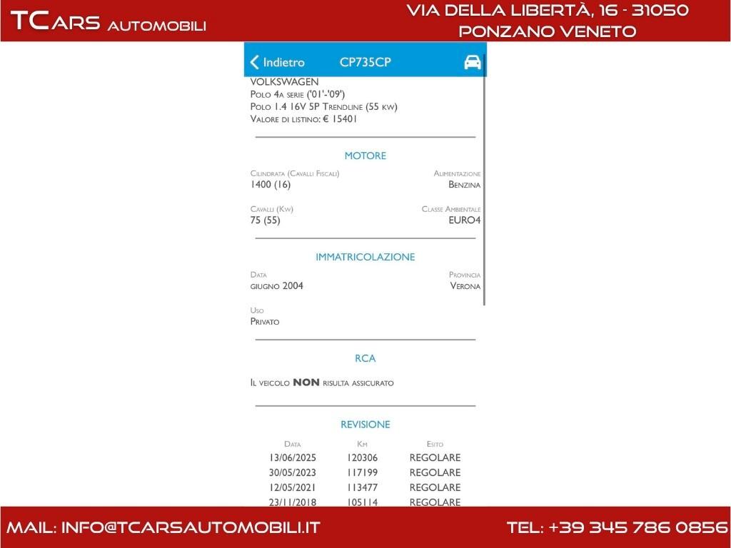 VOLKSWAGEN POLO 1.4 BENZ NEOPAT. UNICO PROP.