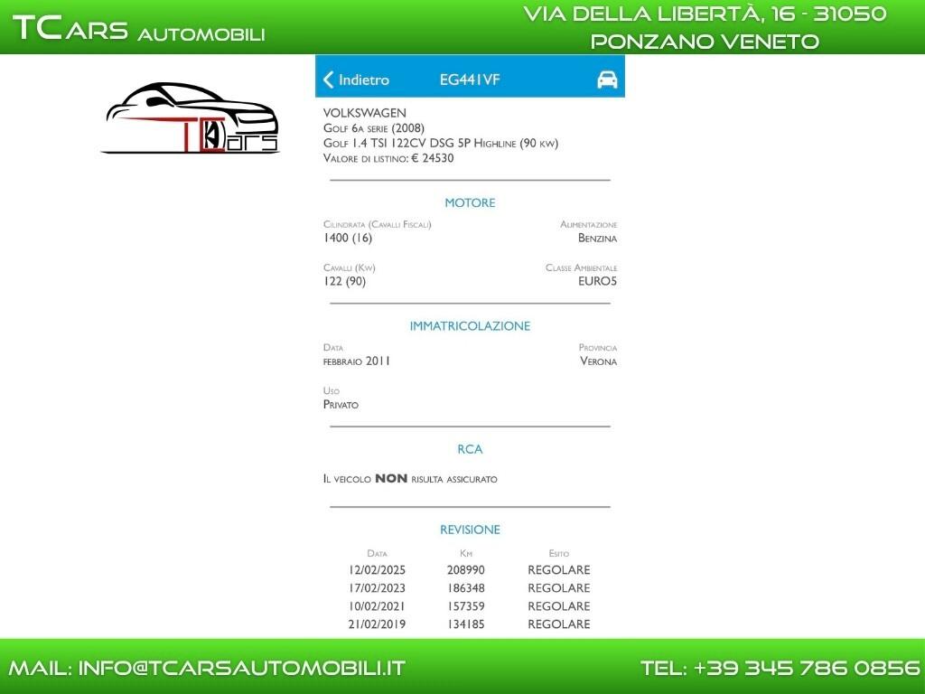 VOLKSWAGEN GOLF 1.4 BENZ. CAMBIO AUTOMATICO DSG