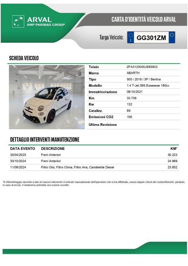 Abarth 595 1.4 t-jet esseesse 180cv Akrapovic-Black pack