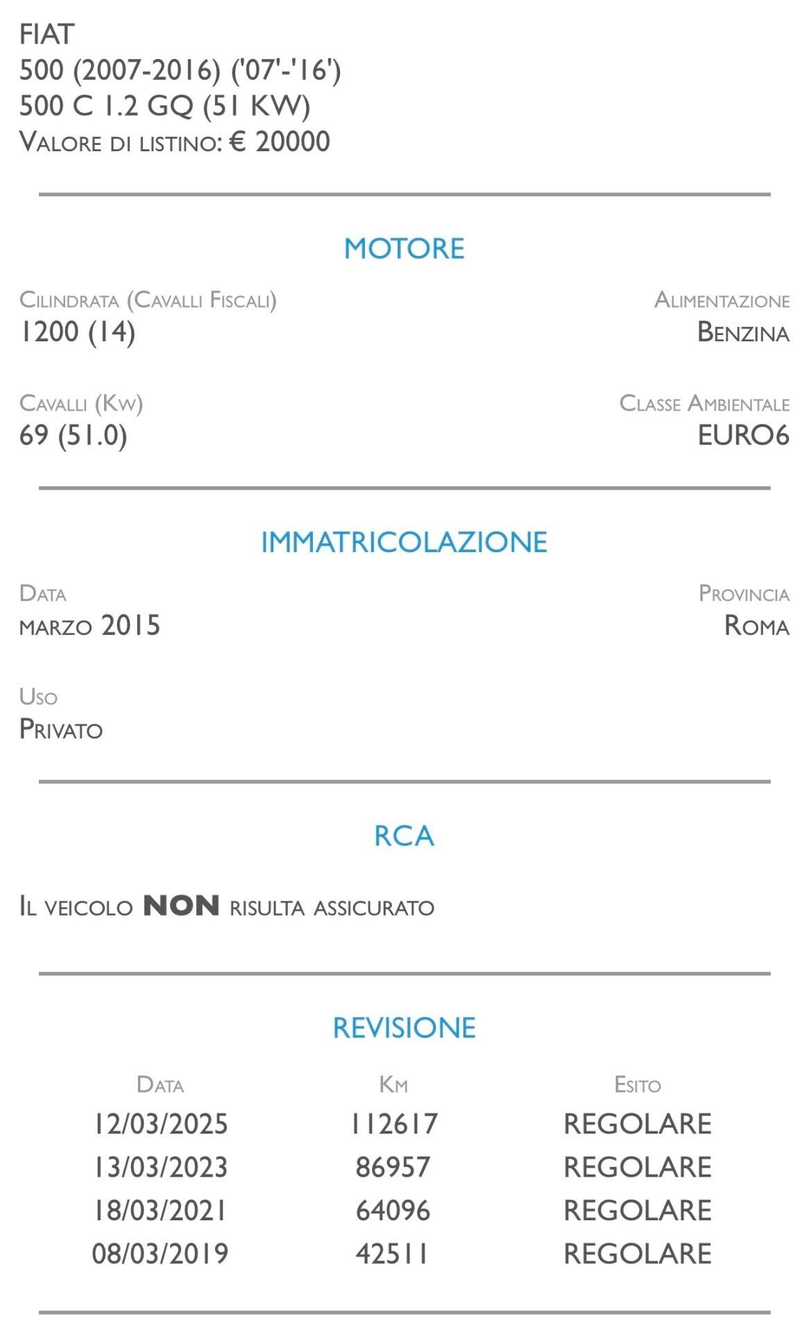 Fiat 500 C 1.2 GQ - UNICO PROPRIETARIO