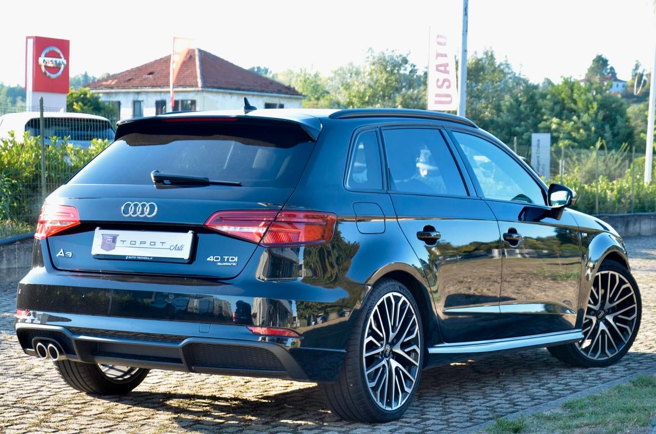 AUDI A3 SPORTBACK 40 2.0 TDI S-LINE INT+EXT QUATTRO 184cv S-TRONIC, EURO 6D, SERVICE AUDI, BANG&OLUFSEN, MATRIX, SEDILI SPORTIVI, 19", PERMUTE
