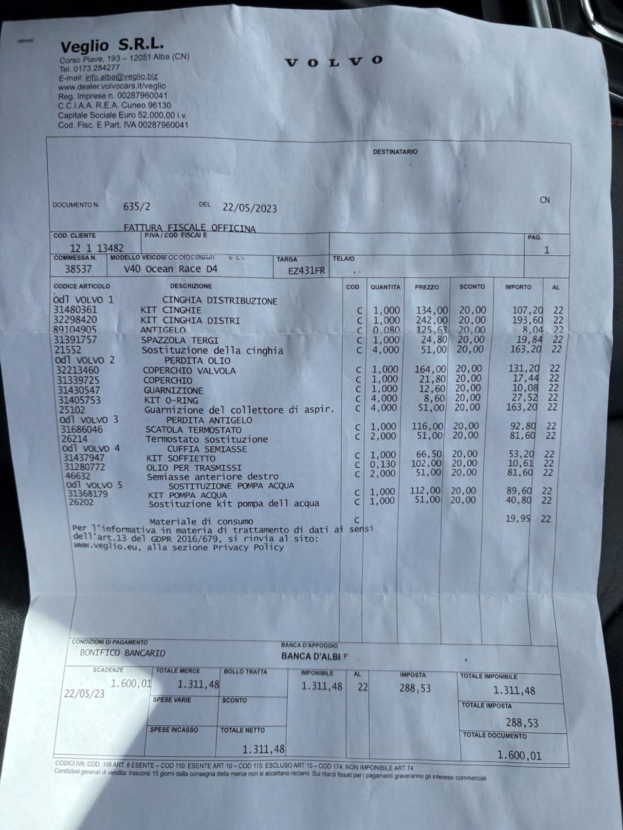 Volvo V40 2.0 D4 Momentum Ocean km certificati EU6