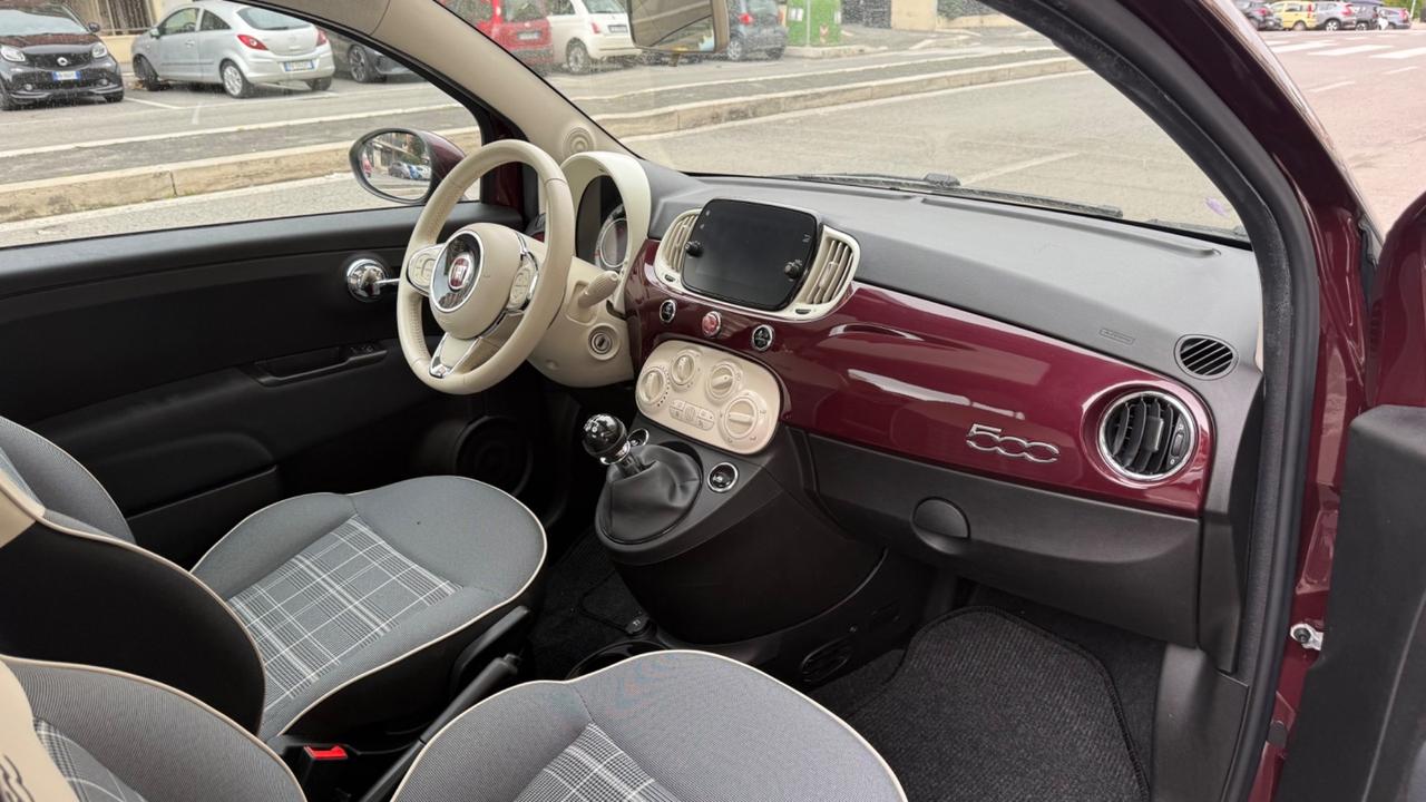 Fiat 500 1.2 Lounge LED CAR PLAY PANORAMA CERCHI 15 PDC BLUETOOTH