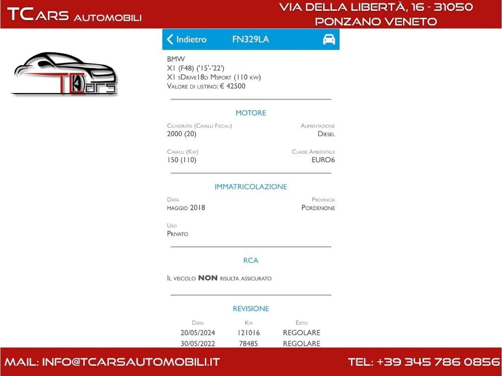 BMW X1 SDRIVE XLINE GARANZIA 3 ANNI TOP