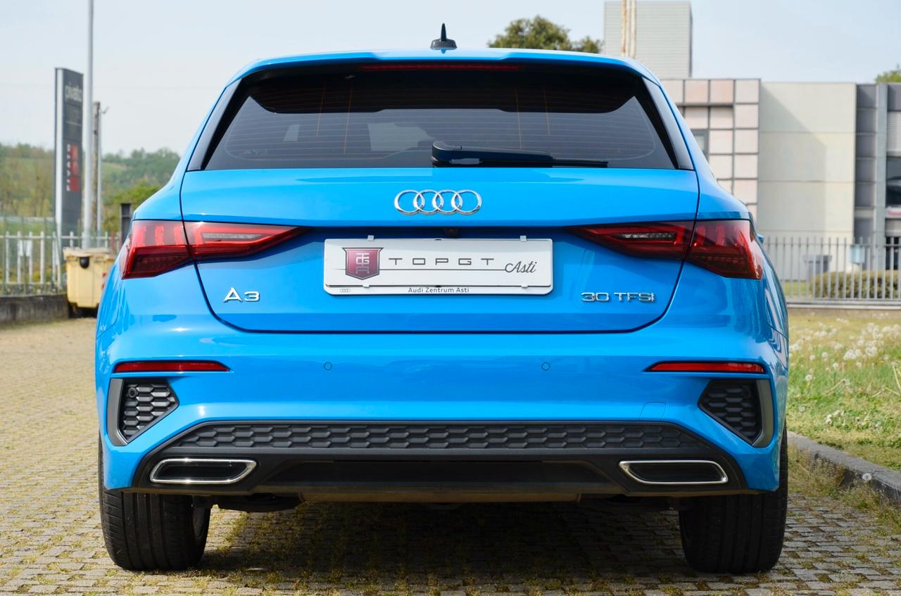 AUDI A3 SPB 30 1.0 TFSI S-LINE EDITION 110cv, UNICOPROPRIETARIO, SERVICE AUDI, UFF ITALIANA, EURO 6D, NAVI, RETROCAMERA, 18", PERMUTE