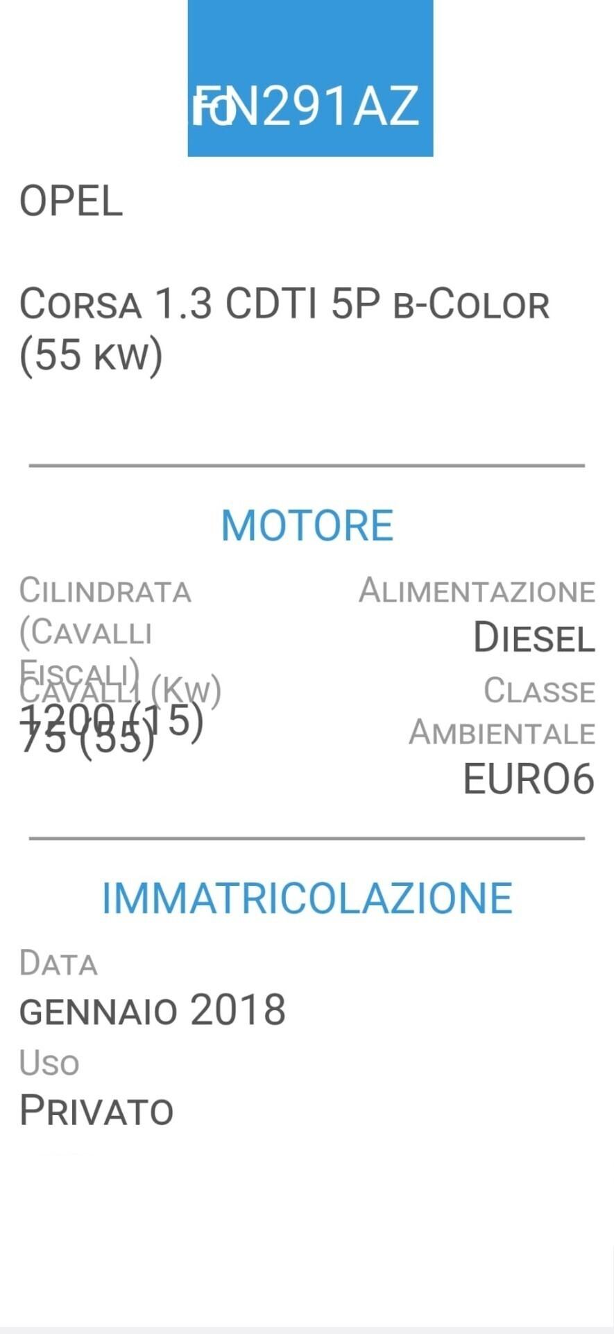 OPEL CORSA 1,3 CDTI-EURO 6-UNICO PROP-2 REVISIONI