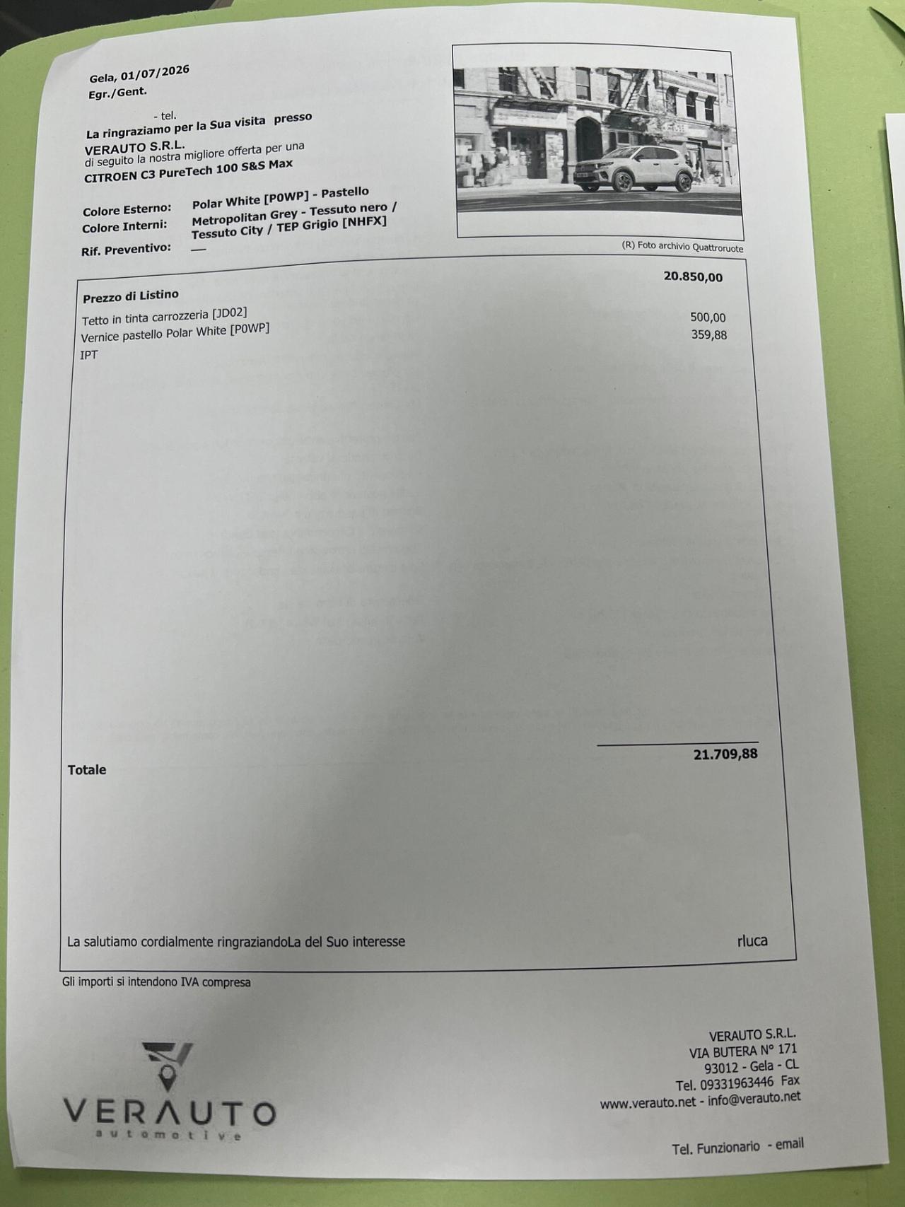 Citroen C3 PureTech 100 S&S Max - possibilità noleggio no scoring