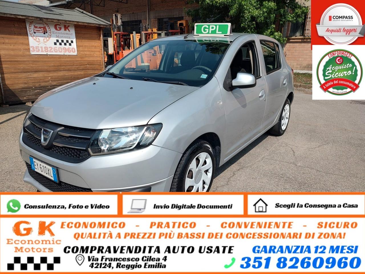 Dacia Sandero 1.2 GPL 75CV Lauréate, BENZINA\GPL, OK NEOPATENTATI, GARANZIA L.12 MESI