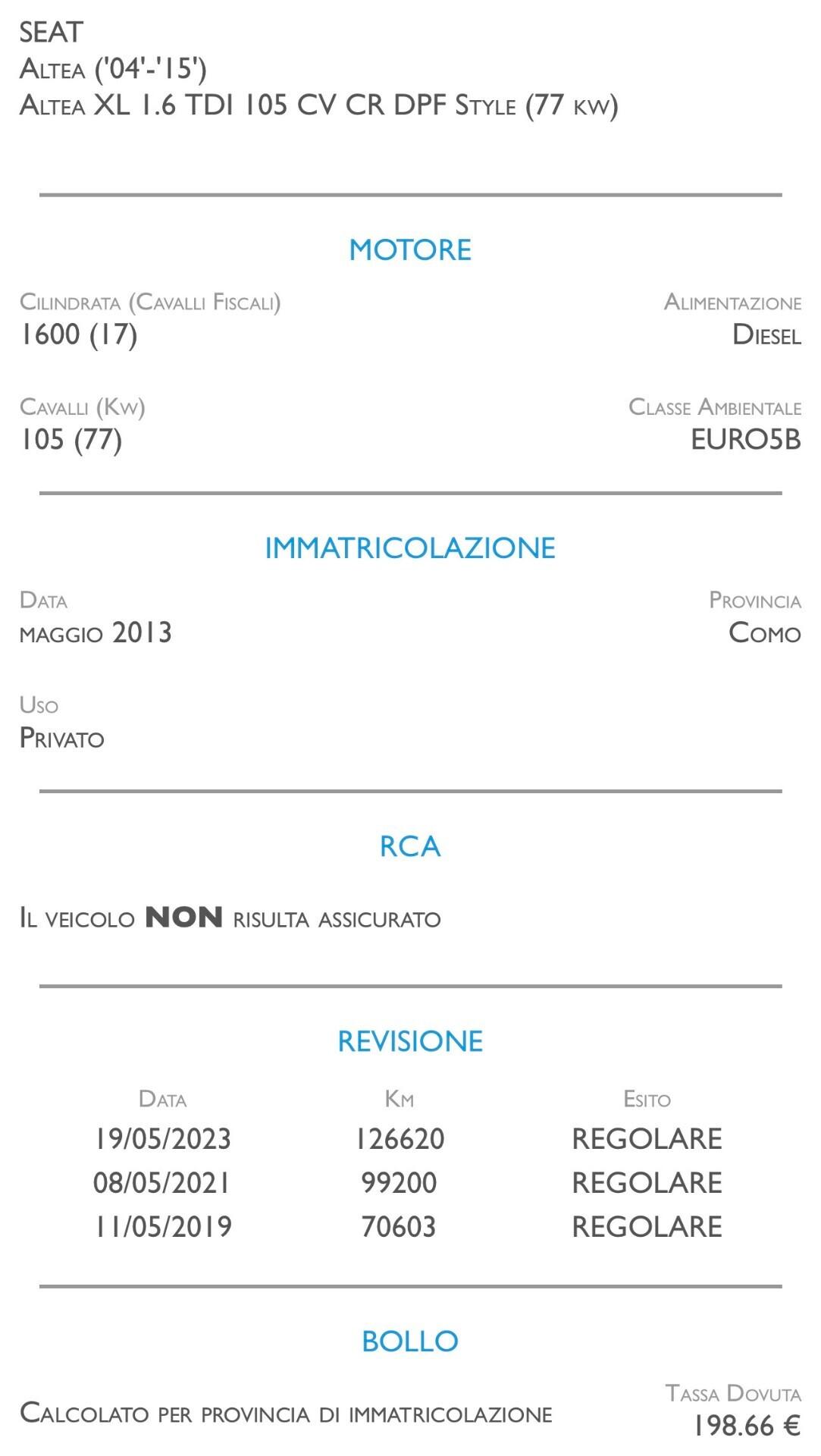 Seat Altea XL 1.6 TDI 105 CV CR DPF Style - UNICO PROPRIETARIO