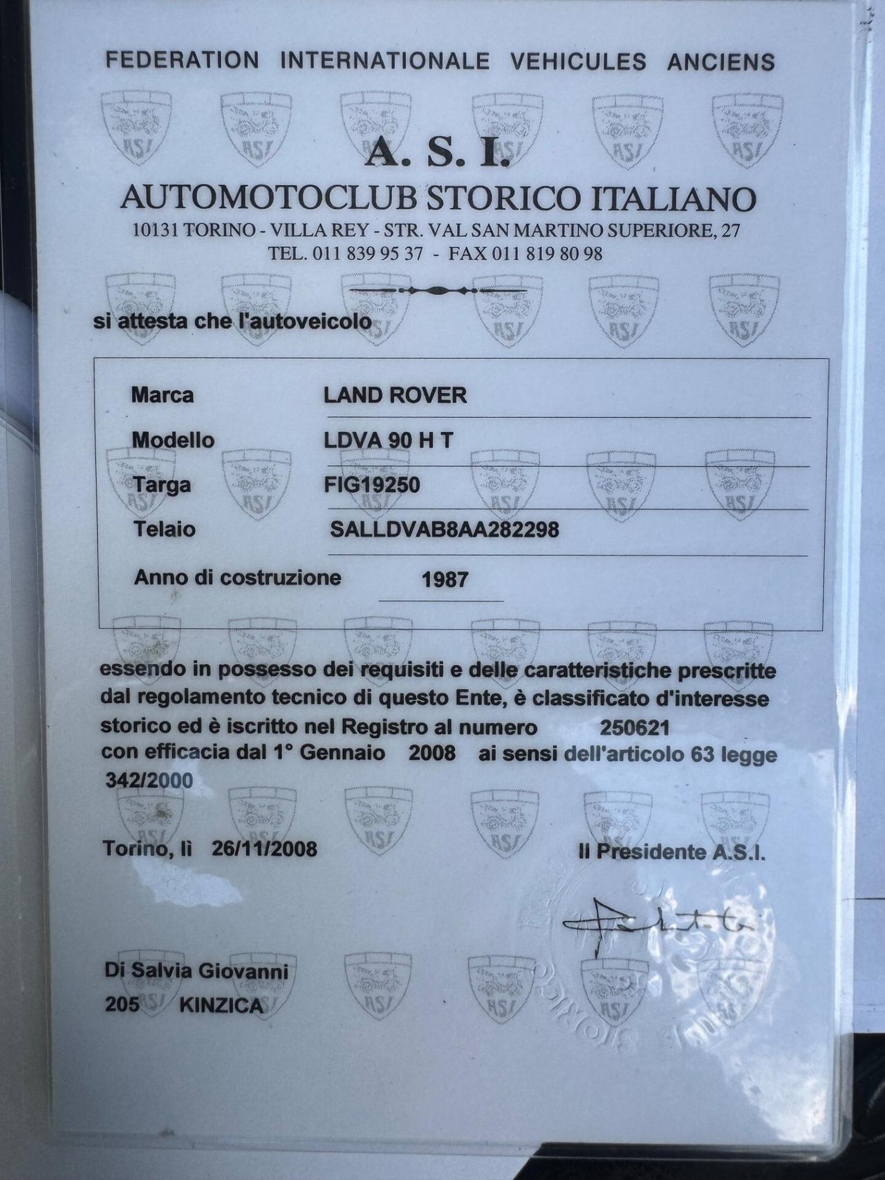 Land Rover Defender 90 turbodiesel 4x4 ASI 1987