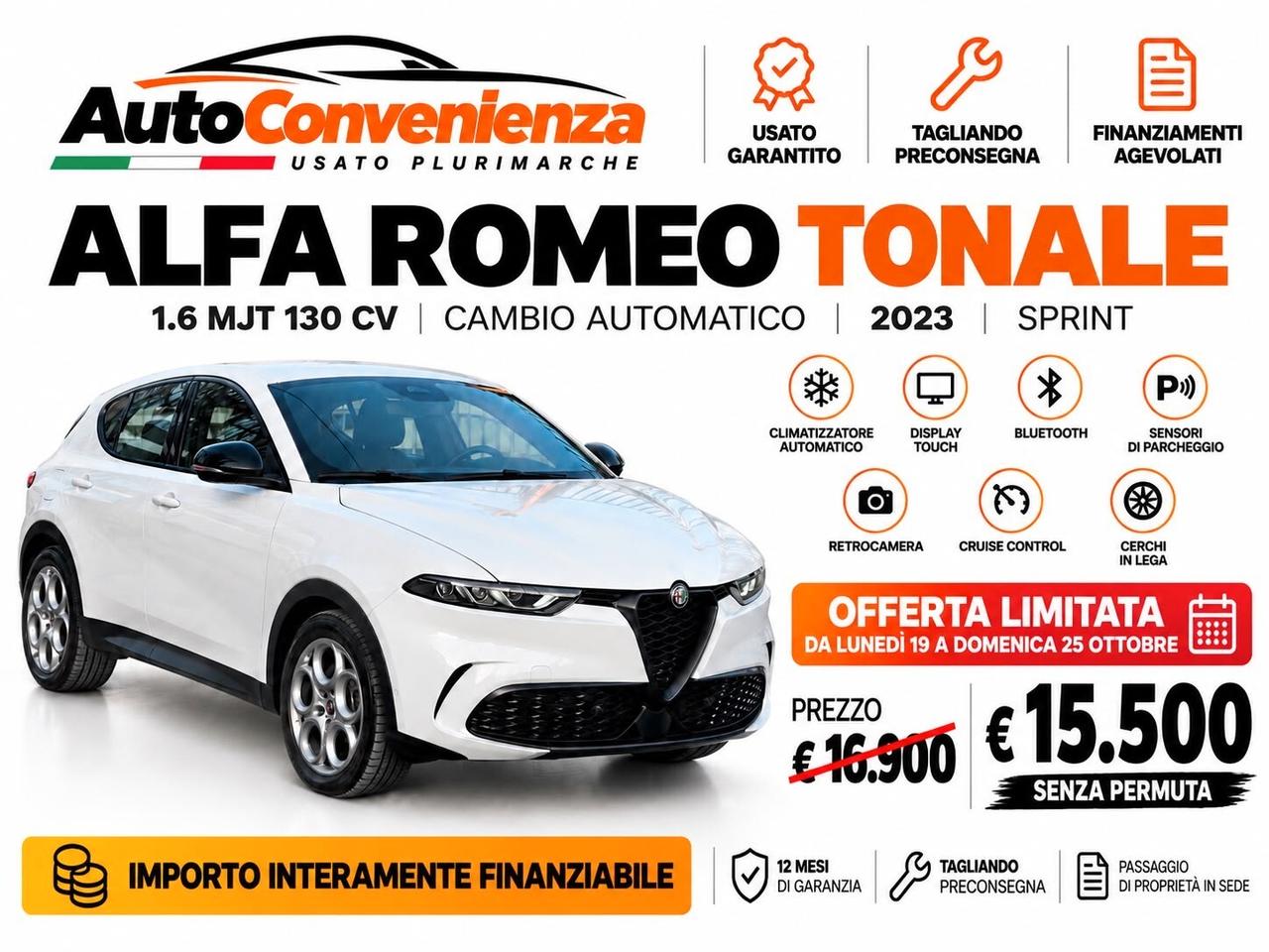 Alfa Romeo Tonale 1.6 diesel 130 CV TCT6 Sprint OFFERTA LIMITATA