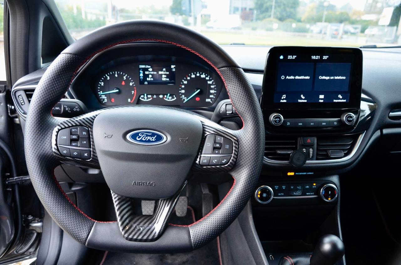 FORD FIESTA 1.0 ECOBOOST HYBRID ST-LINE 125cv, UNICOPROPRIETARIO, SERVICE FORD, EURO 6D, SCARICO, FARI LED, APPLE ANDROID, 18", PERMUTE