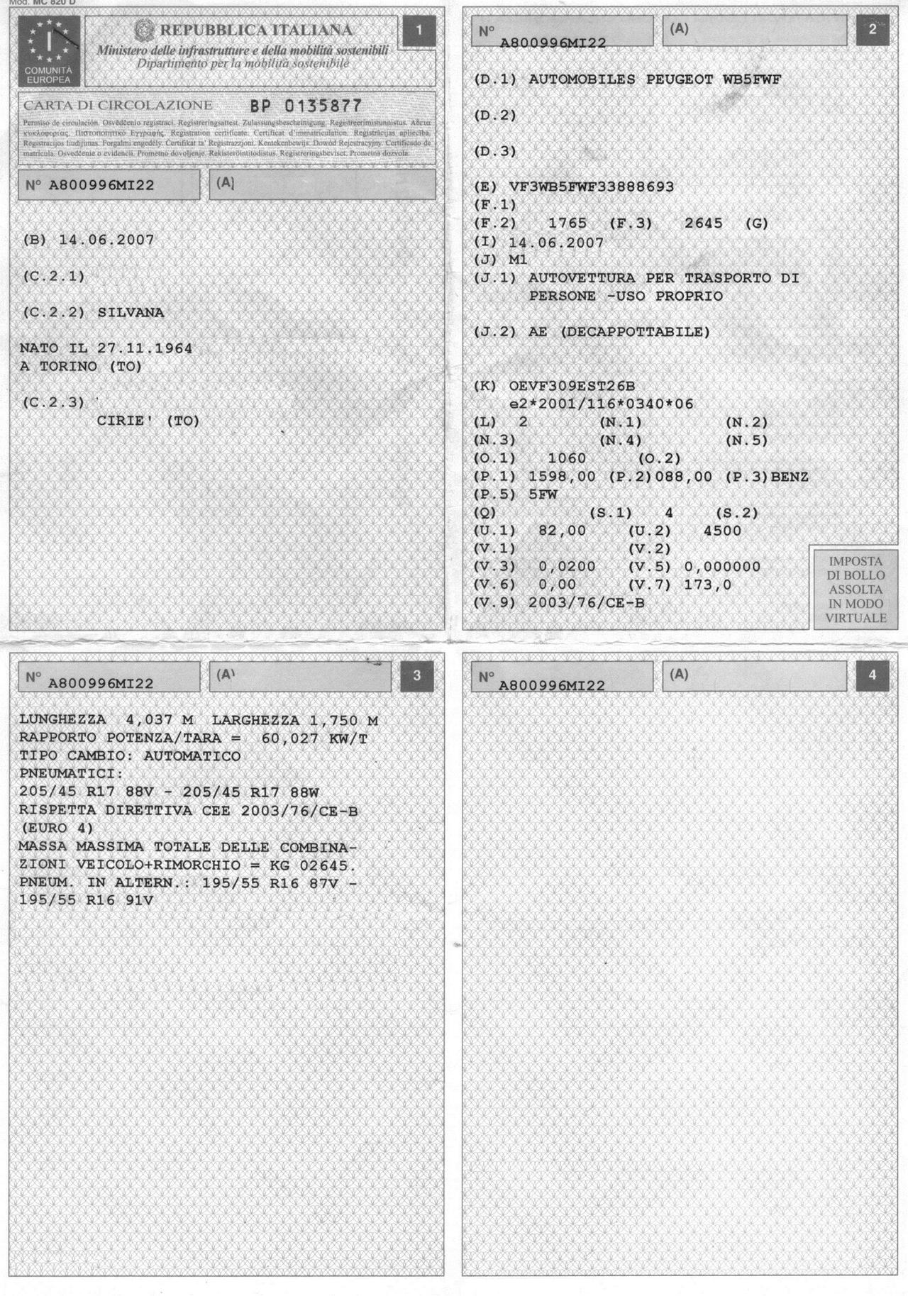 Peugeot 207 CC CambioAut.61900Km