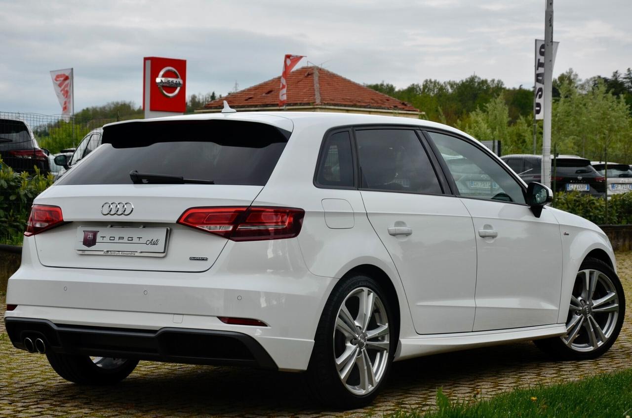 AUDI A3 SPORTBACK 2.0 TDI S-LINE INT EXT QUATTRO 150cv, UNICOPROP, UFF ITALIANA, EURO 6B, 18", NAVI, PERMUTE