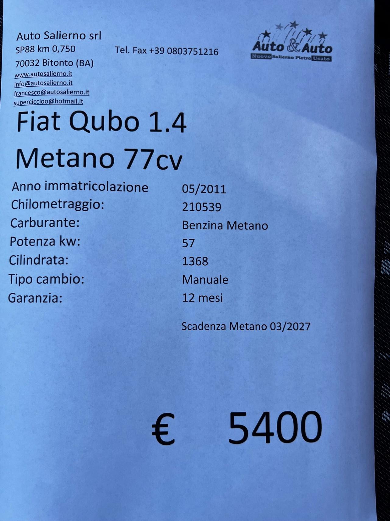 Fiat Qubo METANO