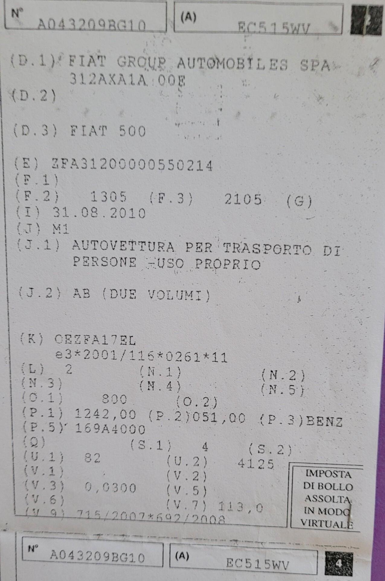 Fiat 500 1.2 ..Adatta ai neopatentati