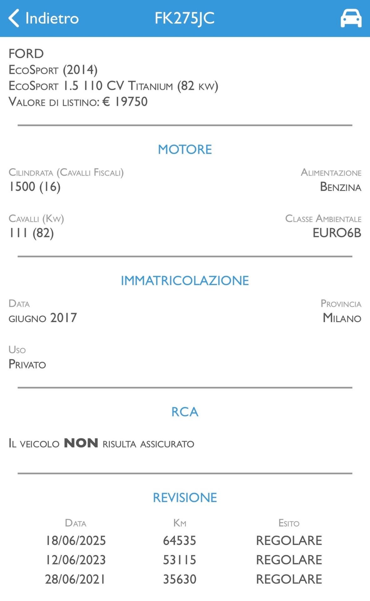 Ford EcoSport 1.5 110 CV Titanium X NEOPATENTATI