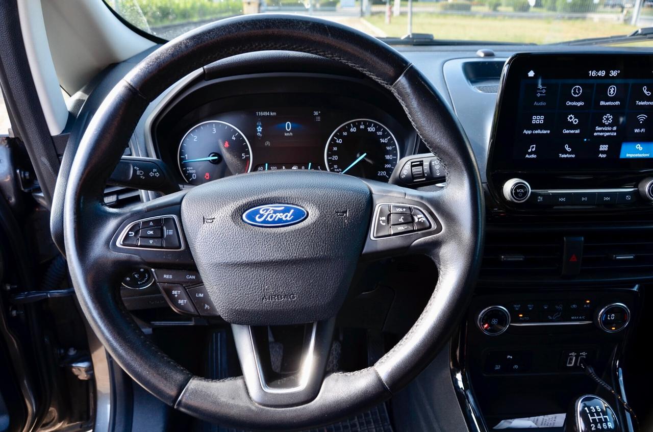 FORD ECOSPORT 1.5 TDCI TITANIUM ECOBLUE 100cv, UNICOPROPRIETARIO, EURO 6D, APPLE ANDROID, RETROCAMERA, PERMUTE