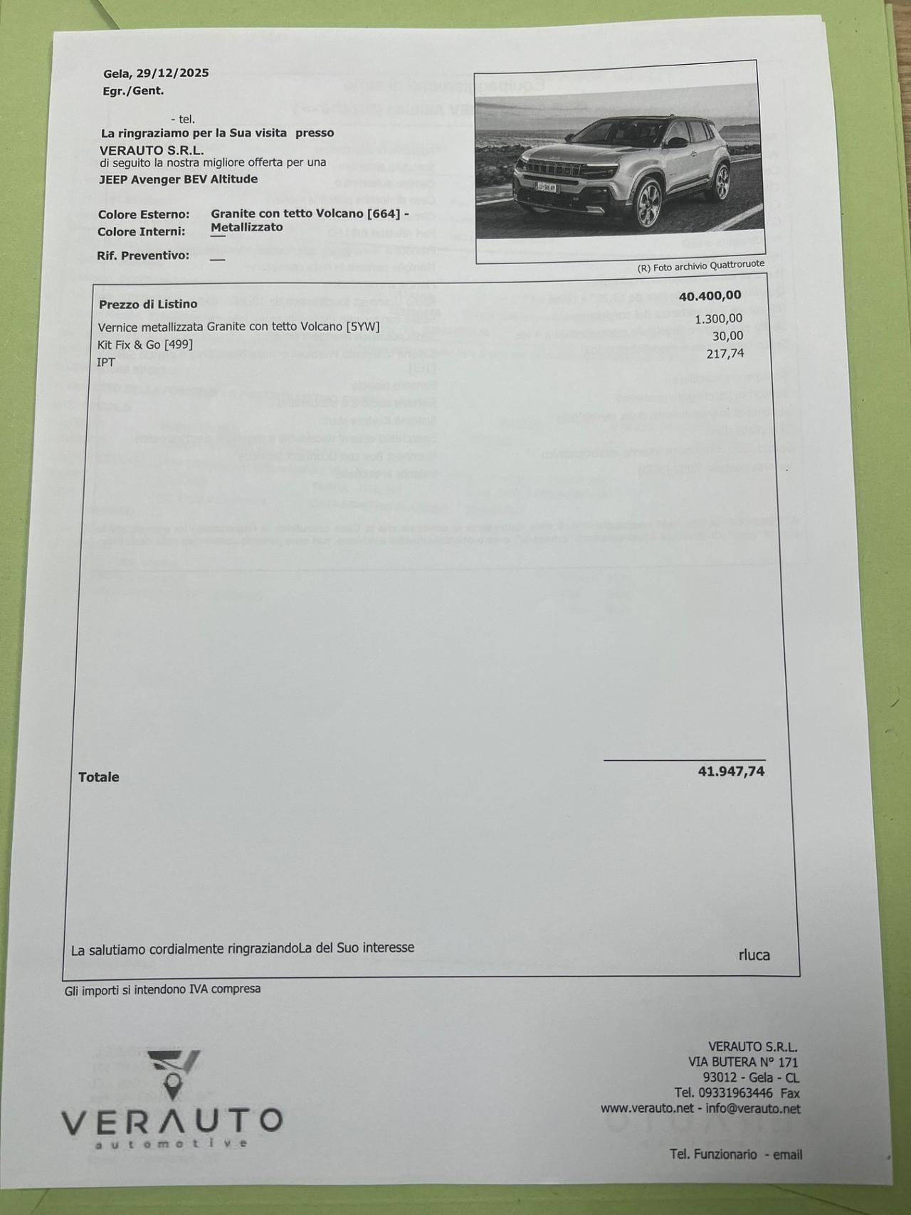 Jeep Avenger BEV possibilità trasformazione AutocarroN1