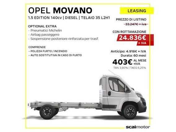 OPEL Movano 35 2.2 BlueHDi 140 S&S PM Cabinato Edition
