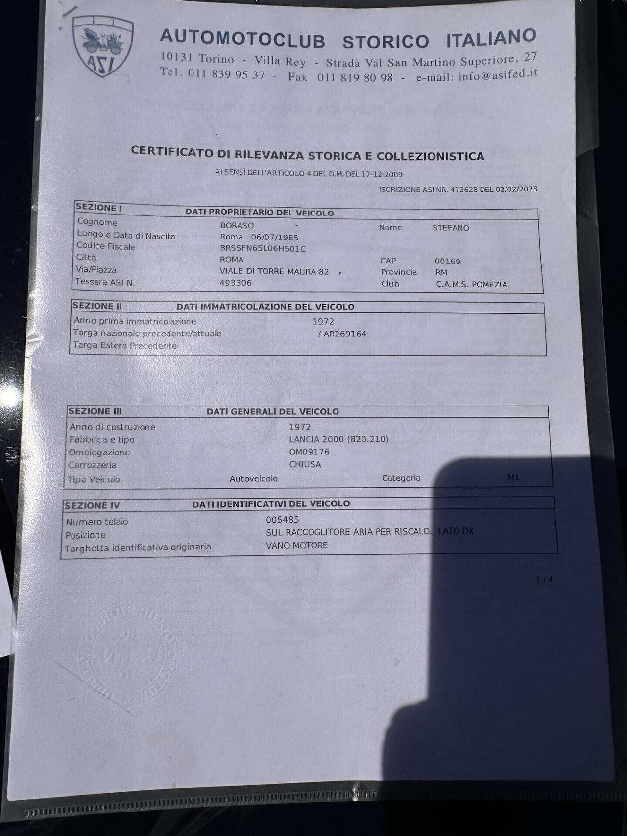 Lancia Flavia 2000 Boxer ASI RESTAURATA