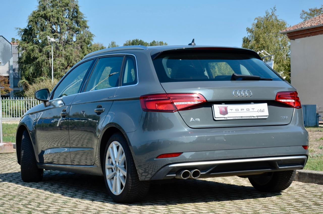 AUDI A3 SPORTBACK 2.0 TDI SPORT 150cv S-TRONIC, EURO 6D, HI-FI PREMIUM, FULL LED, NAVI, APPLE ANDROID, PERMUTE