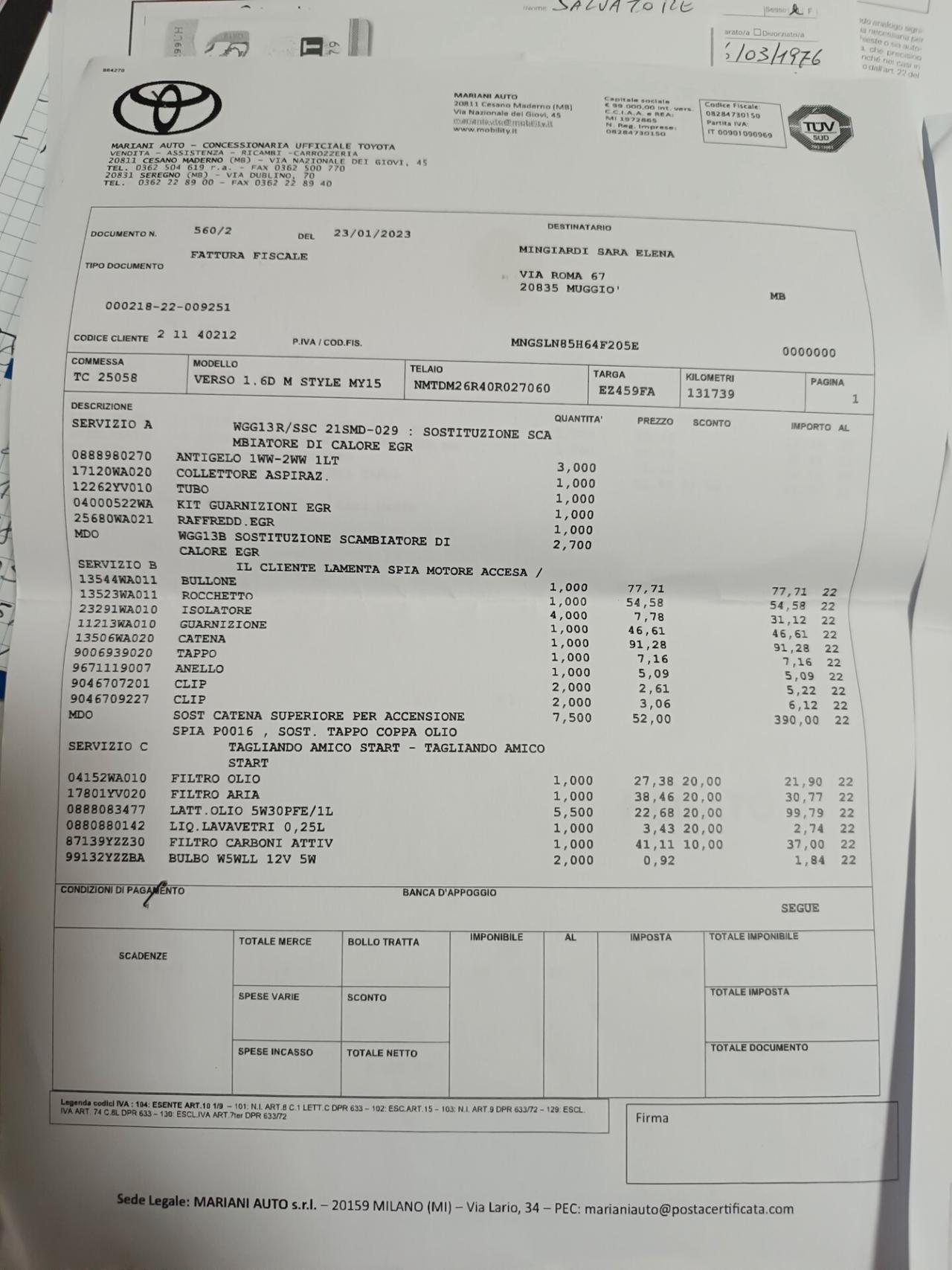 Toyota Verso 1.6 D-4D Style 110 CV TETTO CAMERA NAVI