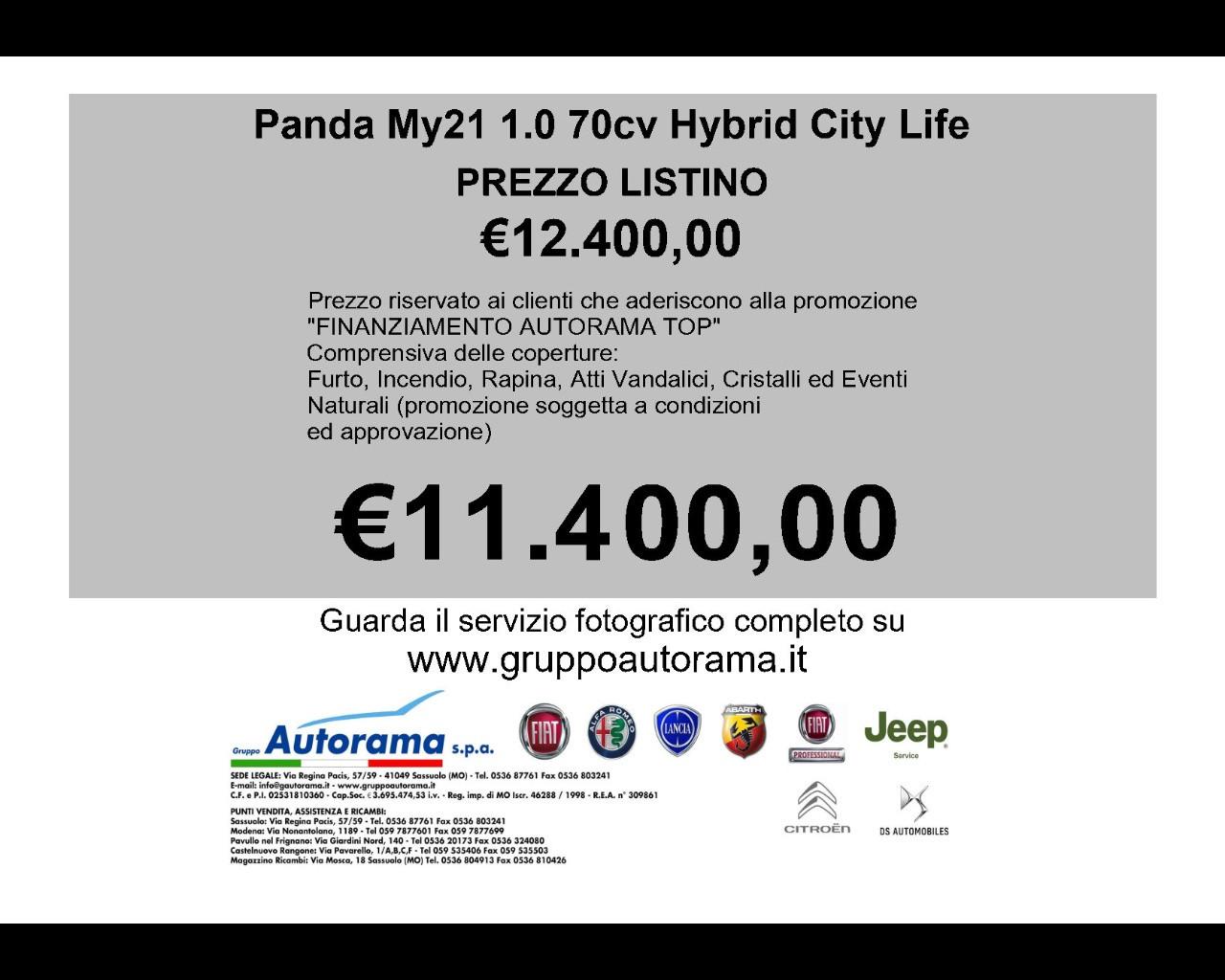 FIAT 319 Panda My21 1.0 70cv Hybrid City Life