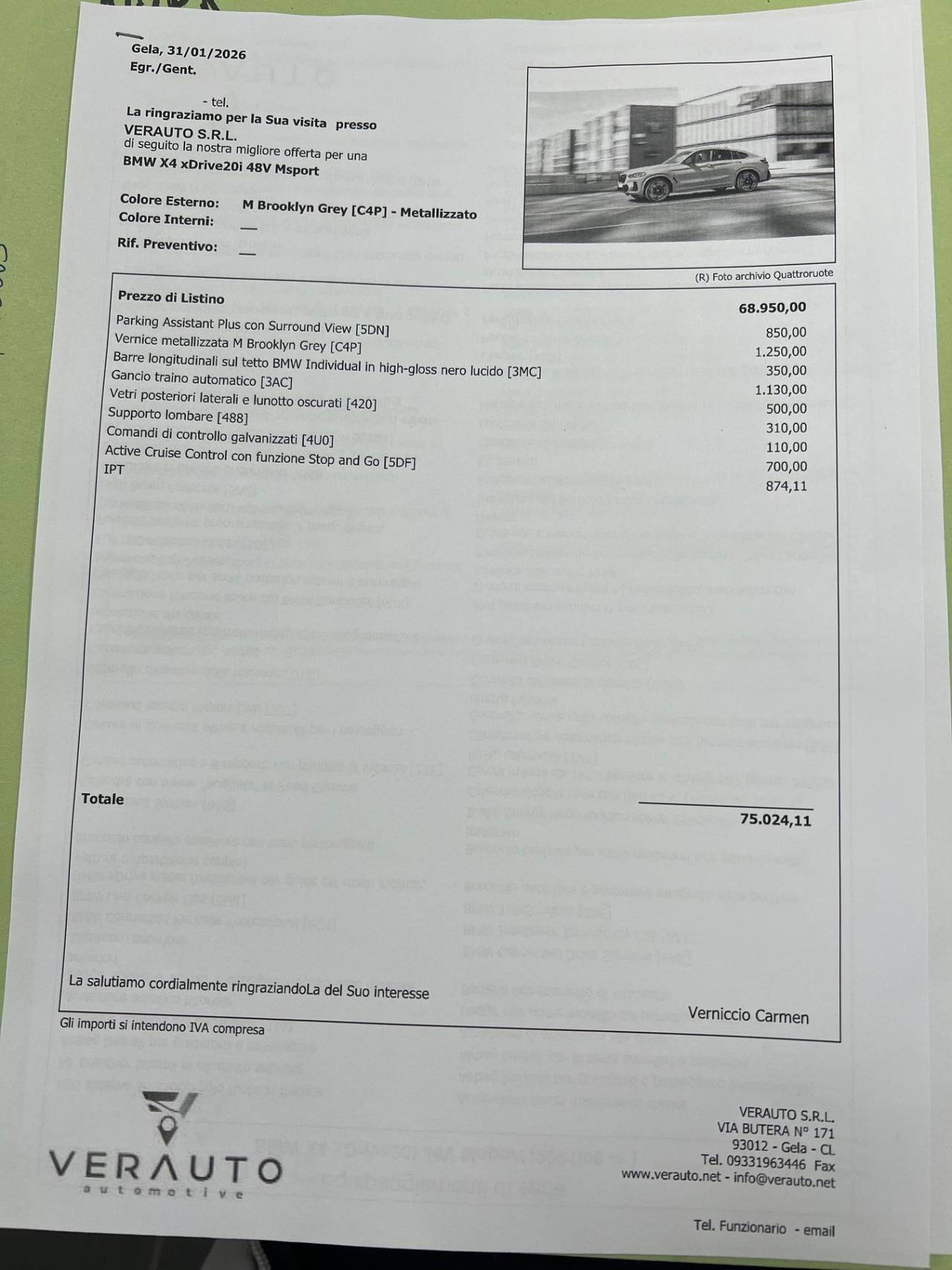 BMW X4 xdrive20i Msport Possibilità noleggio noscoring