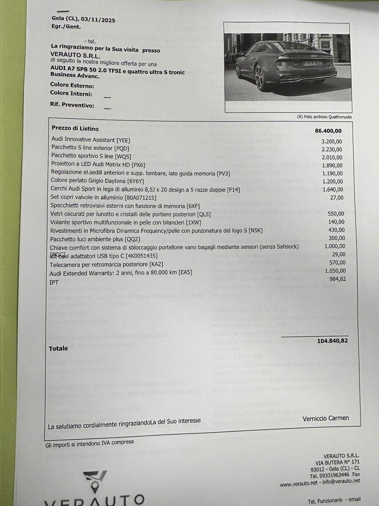 Audi A7 e tfsi 50 Sline offerta T-Stock prezzo imperdibile