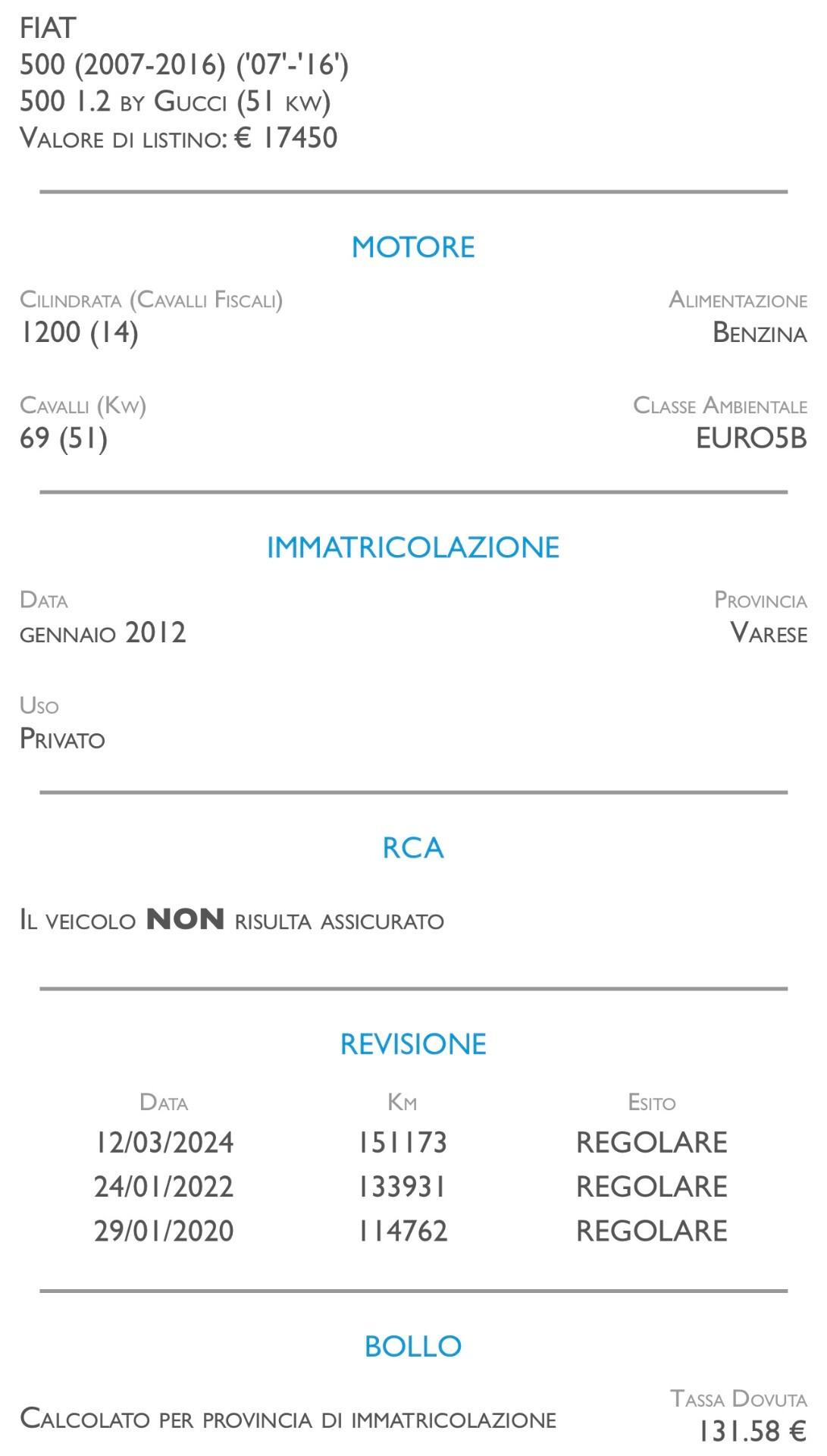 Fiat 500 1.2 Lounge IDEALE PER NEOPATENTATI